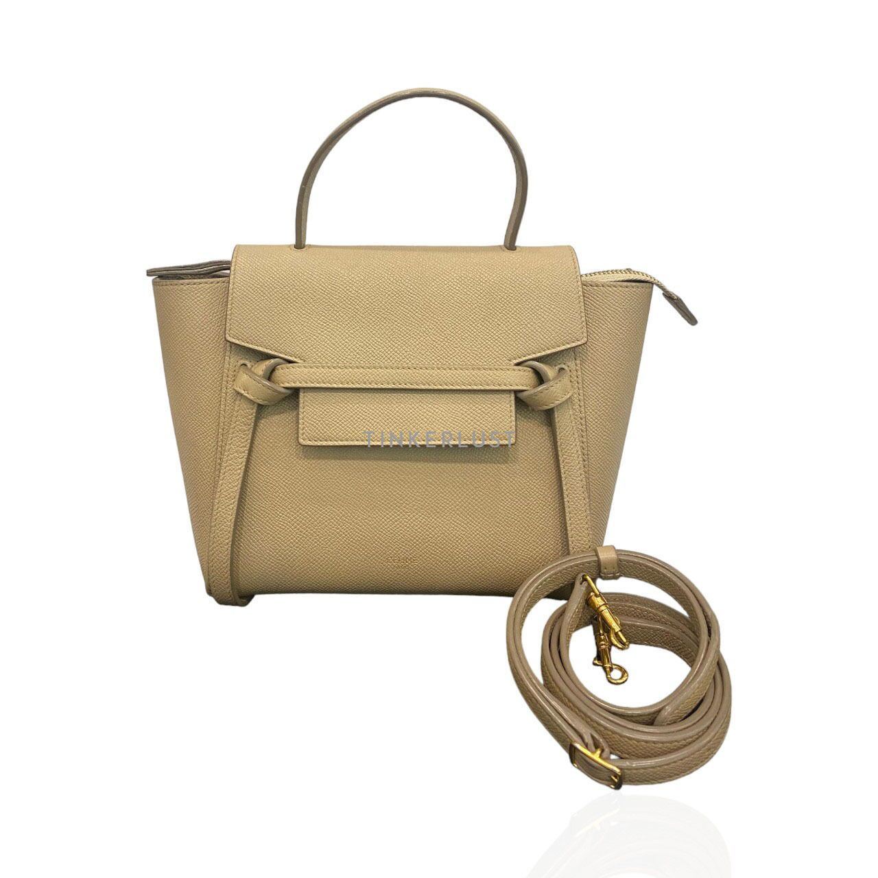 tas satchel Celine Nano Belt Bag Beige GHW 2019 Satchel Tinkerlust